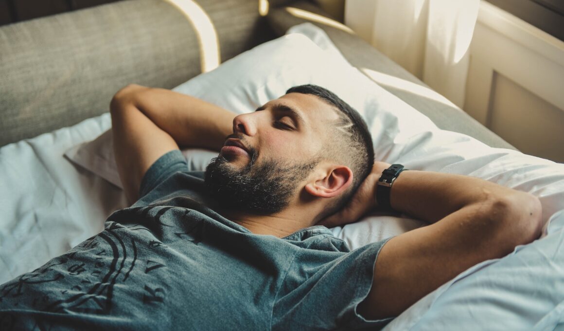 man lying on bed